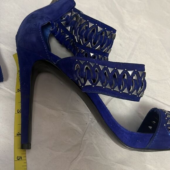 VINCE CAMUTO ROYAL BLUE SILVER HARDWARE OPEN‎ TOE SANDALS SIZE 9M - Picture 4 of 6